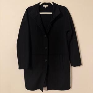 Kinross Cashmere Wool Cashmere Blend Button Front Black Jacket Size Medium